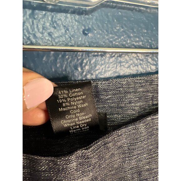 Ann Taylor Womens Size 4 Blue Linen Blend Pleated Skirt With Pockets - Picture 5 of 10